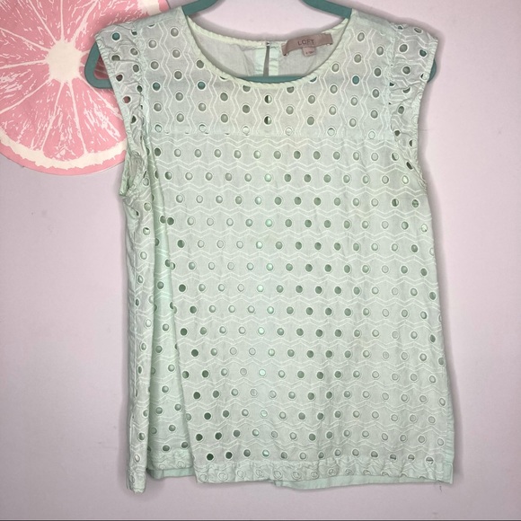 Loft mint green circle lace top size small - Picture 1 of 6